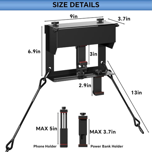 Racokky Phone Fence Mount with Shade and Power Bank Holder, Mounting Kit Compatible with iPhone, GoPro, Mevo, Action