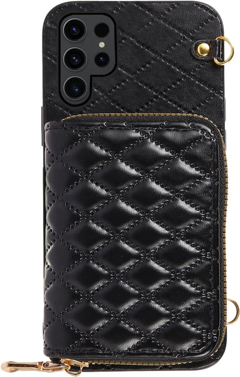 Furiet Detachable Crossbody Strap Wallet Case for Samsung Galaxy S22 Ultra 5G with Zipper Purse, Multi Card Slots