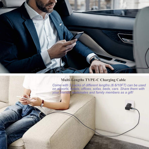 USB C Wall Charger with Cable, Eversame Type C Fast Charger Block with 10FT + 6FT USB C Type Cable