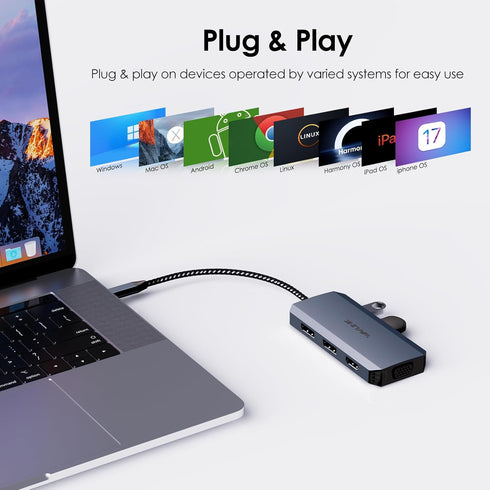 USB C Docking Station Dual DP Monitor - Displayport Docking Station with HDMI, VGA, USB2.0 Ports for Windows