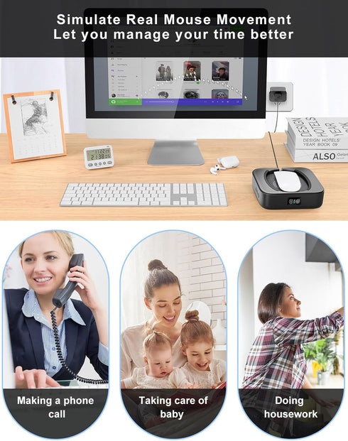 Meatanty Mouse Mover Undetectable Device, Super-Silent Mouse Jiggler, Adjustable Interval Timer for Active Computer