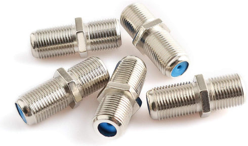 Pasow F81 Barrel Connectors High Frequency 3GHz Female to Female F-Type Adapter Couplers (5 pcs, Silver)