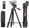 CAMOLO RIG Camera Tripod with Phone Holder, Camera Tripod 17-67.3 Inch Adjustable Height, Cold-Shoe