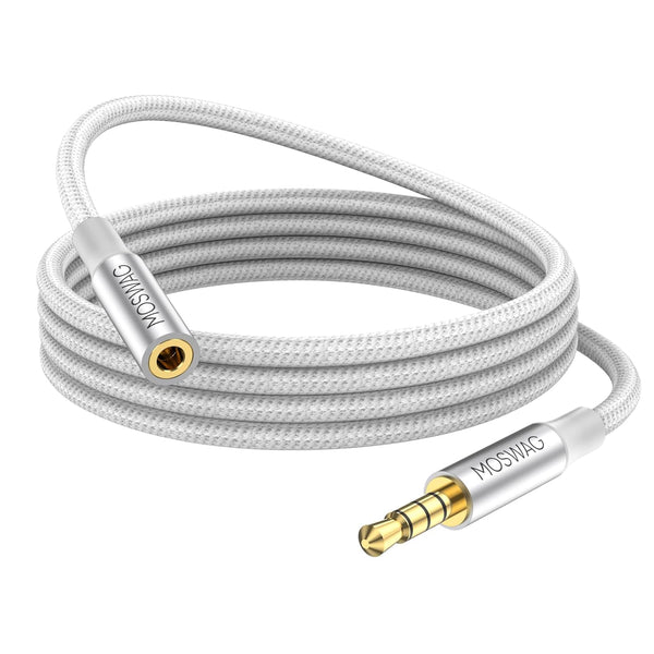MOSWAG 3.5mm Male to Female Extension Cable, Microphone Stereo Audio Adapter, Nylon Braided Compatible with Home/Car