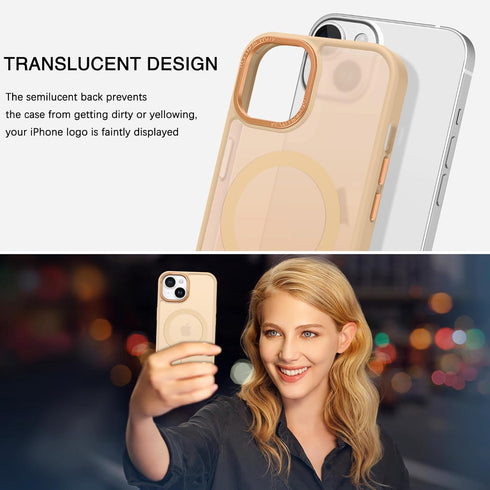 BENTOBEN Translucent Matte Slim Magnetic Case for iPhone 15 Plus, Compatible with MagSafe, Khaki