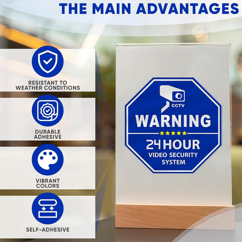 6 3.3 3.3 Security Camera Stickers Pcs for Doors and Windows - x in Warning Surveillance Decals, Self-Adhesive Hexagon
