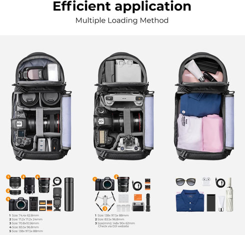 K&F Concept Waterproof Camera Sling Bag, Crossbody Backpack for DSLR/SLR/Mirrorless, Compatible with Canon/Nikon/Sony