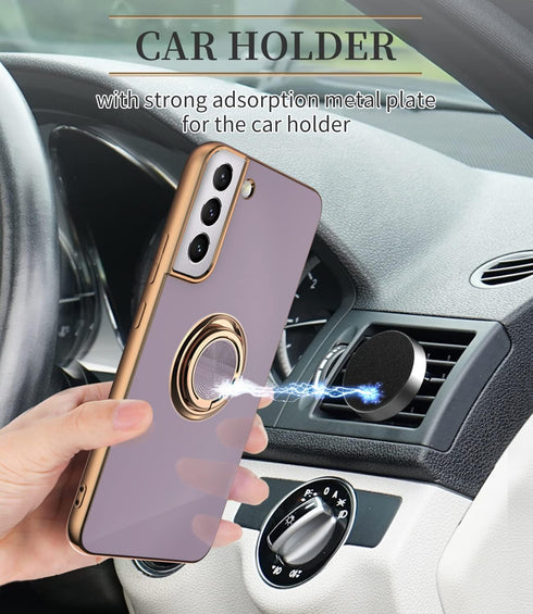 Tnarru Samsung Galaxy S22 Plus Case with Ring Holder Kickstand, Soft TPU Shockproof Electroplated Protective Case,