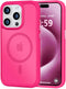 MOCCA Strong Magnetic Slim Translucent Case for iPhone 15 Pro, Military Drop Protection, Hot Pink