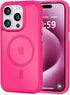 MOCCA Strong Magnetic Slim Translucent Case for iPhone 15 Pro, Military Drop Protection, Hot Pink