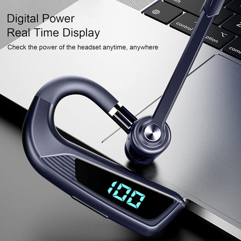 PUSOKEI Single Ear Bluetooth Earpiece,Waterproof 270° Rotatable Handsfree Headset with Mic for Business Office Driving,Wear it Left or Right No Delay