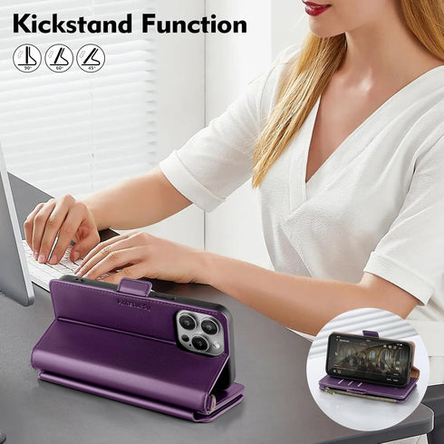 Antsturdy Wallet Case for iPhone 15 Pro Max?RFID Blocking? PU Leather Flip Phone Case for Men and Women with Strap,