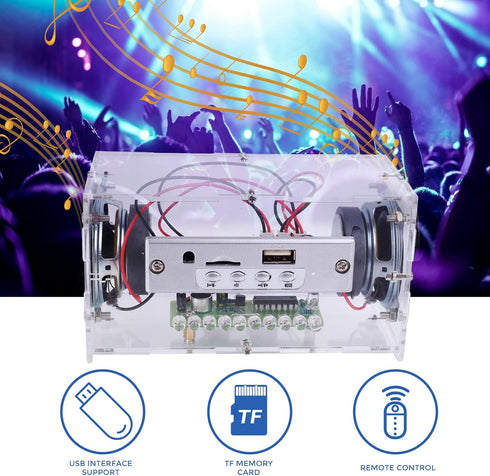 MiOYOOW DIY Bluetooth-Compatible Speaker Kit with LED Flashing Light, DIY Electronics Soldering Project, USB Mini Home