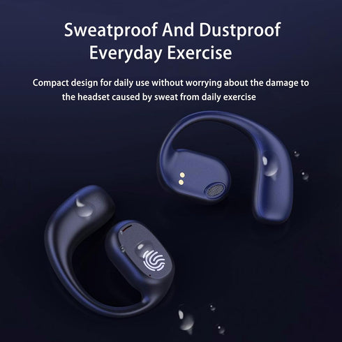 Open Ear Headphones, Wireless Bluetooth 5.3 Earbuds with LED Display Charging Case, Sport Design for Running Fitness