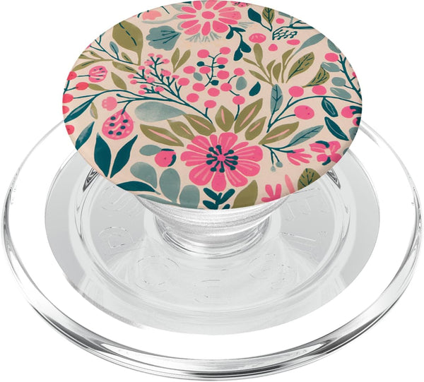 Vibrant Botanical Garden Floral Pattern Designs Boho Floral Garden Pattern for Women Nature & Plant Love PopSockets PopGrip