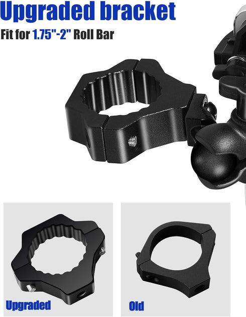 UTV Phone Mount, 360° Rotation ATV Phone Holder for 4.7"-7.1" Devices, Easy Install on 1.75-2" Roll Bar
