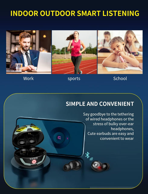 Wireless Earbuds Bluetooth 5.0 Waterproof in-Ear Headphones with Mic and Charging Case, 30H Playtime for Kids