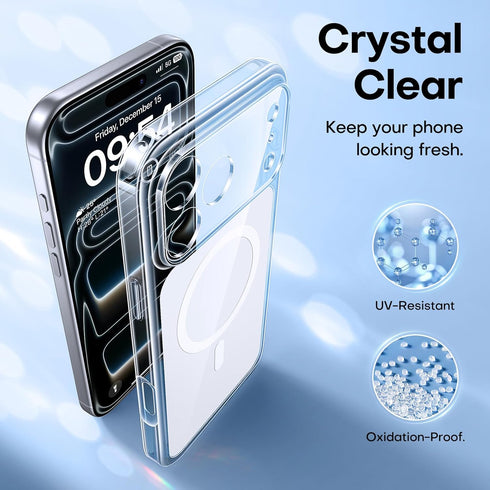 TAURI 17 17 Original Design for iPhone Pro Case, Compatible with MagSafe with Screen Protector, Anti-Yellowing