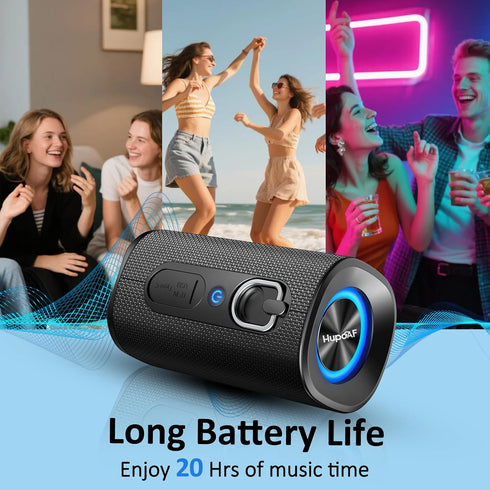 Hupoaf 5.4 2026 20W IP-X7 Bluetooth Speaker, Wireless Bluetooth Speaker with Stereo Deep Bass, HD Call, Colorful RGB