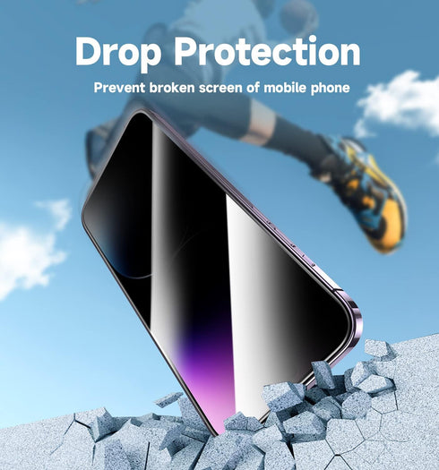 iPhone 14 Pro Max 6.7" Privacy Tempered Glass Screen Protector - MAGIC JOHN 2 Pack, Easy Bubble-Free Installation, Auto