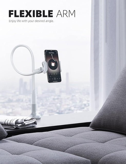 Lamicall Gooseneck Phone Holder - Adjustable Mount for 4-7'' Smartphones and Desktops, Non-Slip Base