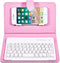 Portable Bluetooth Keyboard with Leather Case Cover for 4.5''-6.8'' iOS, Android and Windows Smart Phones