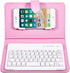 Portable Bluetooth Keyboard with Leather Case Cover for 4.5''-6.8'' iOS, Android and Windows Smart Phones