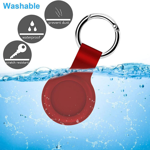 AirTag Keyring Silicone Case with Hook for Apple Air Tag GPS Tracker, Anti-Lost, Anti-Scratch, Shock Resistant (Pink)