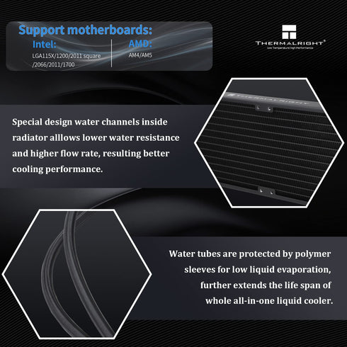 Frozen 240 3300RPM,TL-E12 Fan2,Water AM4/AM5,Intel LGA1150/1151/1200/1700/2011 Thermalright Prism Black CPU Liquid