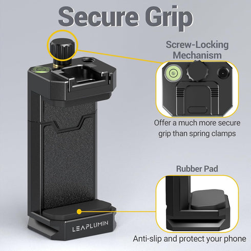 Tripod Phone Mount Holder - Universal Smartphone Mount Adapter with Sliding Cold Shoe and Arca Swiss Quick Release Plate