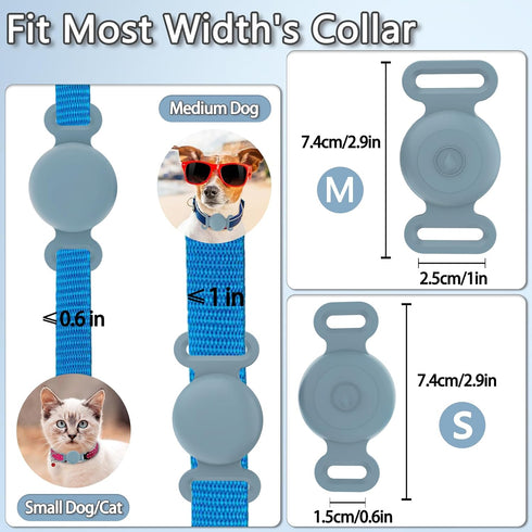 Waterproof Airtag Dog Collar Holder, Silicone Case for Apple AirTag, Anti-Lost Holder for Pet GPS Tracker