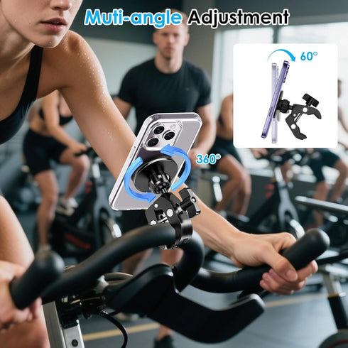 EEEKit 1217 Magnetic Handlebar Clamp Mount, Aluminum Alloy Phone Holder Compatible with iPhone Series and Smartphones