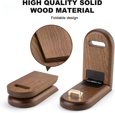 Wood Headphone Stand Wall Mount Holder, Sticky Headset Hook, Under Desk Headphone Hanger for Audio, Studio & Gaming