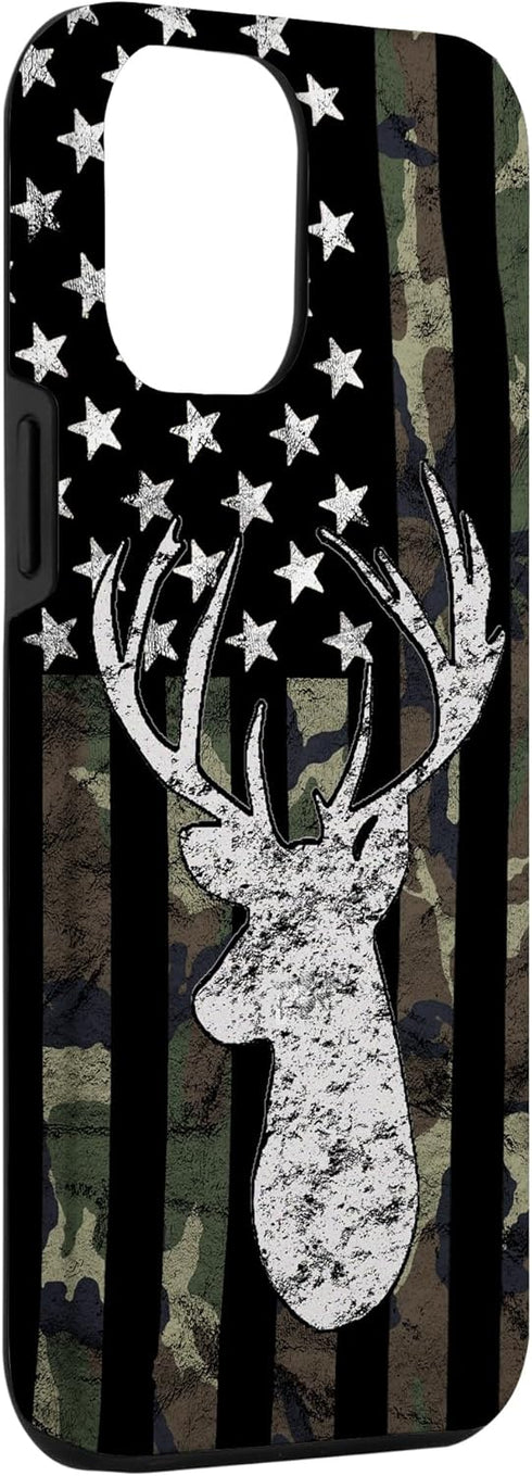American Flag Whitetail Buck Camouflage Deer Hunting Case for iPhone 12 Pro Max