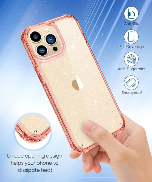 MIODIK Compatible with iPhone 13 Pro Case, Clear Glitter Protective Shockproof Phone Case with Screen and Camera Lens