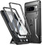 Poetic Revolution Case for Pixel 8 Pro 5G, Rugged Shockproof Cover with Kickstand & Built-in Screen Protector, Black