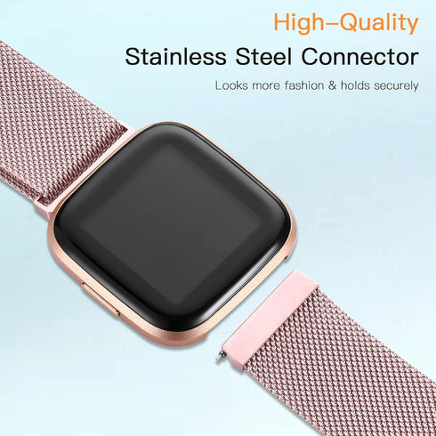 ZWGKKYGYH Compatible with Fitbit Versa and Versa 2 Bands, Rose Gold Stainless Steel Magnetic Band Strap, Large