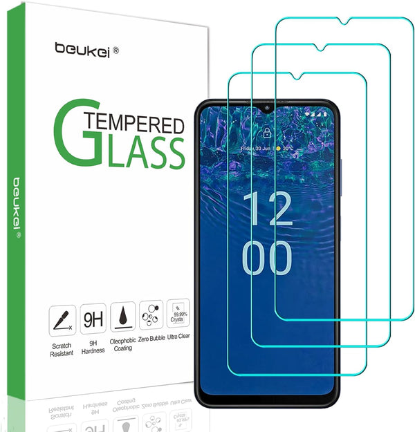 beukei 3 Pack Tempered Glass Screen Protector for Nokia G310 5G, Touch Sensitive, Case Friendly, 9H Hardness