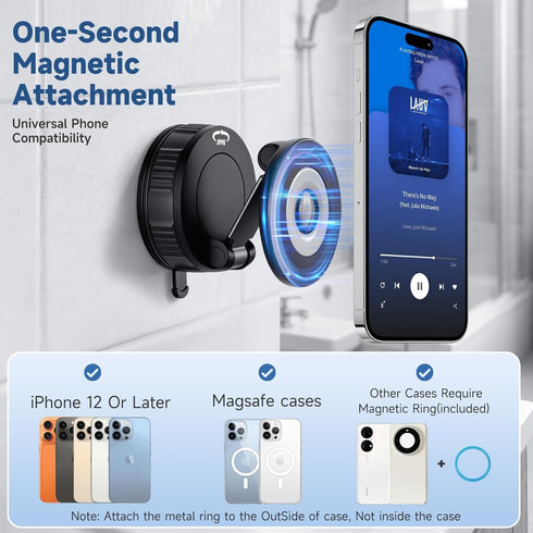 NibulaSpark 360 Vacuum Magnetic Shower Phone Holder for Bathroom, Kitchen, Car- Hands Free Mirror Phone Holder