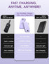 citicr 10000mAh PD20W Pack Portable Charger, USB C Fast Charging Power Bank with Built-in Cables and AC Wall Plug