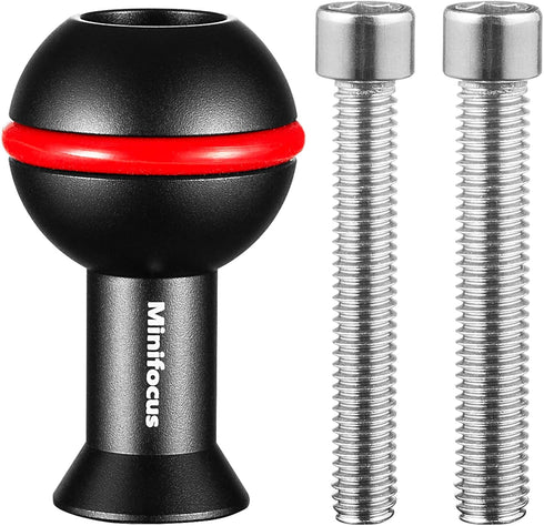 1" Ball Adapter with M6 & 1/4" Threaded Stud, Aluminum Alloy Fixed Ballhead Mount for Action Camera & Camcorder
