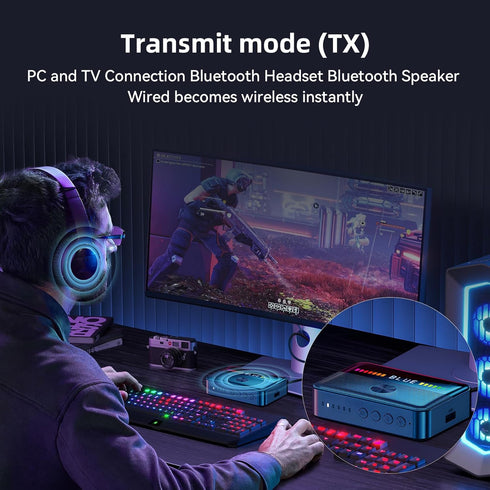 M13 RGB Bluetooth 5.3 Audio Receiver Transmitter, Bluetooth Audio Adapter for Old Home Stereo/Speakers TV, USB, RCA,