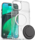 ENCASED Clear Case for iPhone 15 with Removable Magnetic Grip, Flat Collapsible Phone Holder, Compatible with MagSafe