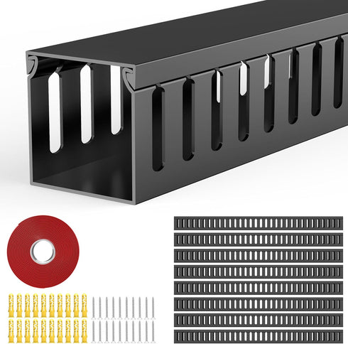REFLYING Open Slot Wiring Raceway Cable Duct, 123in Cable Management Channel Cord Track,Desk