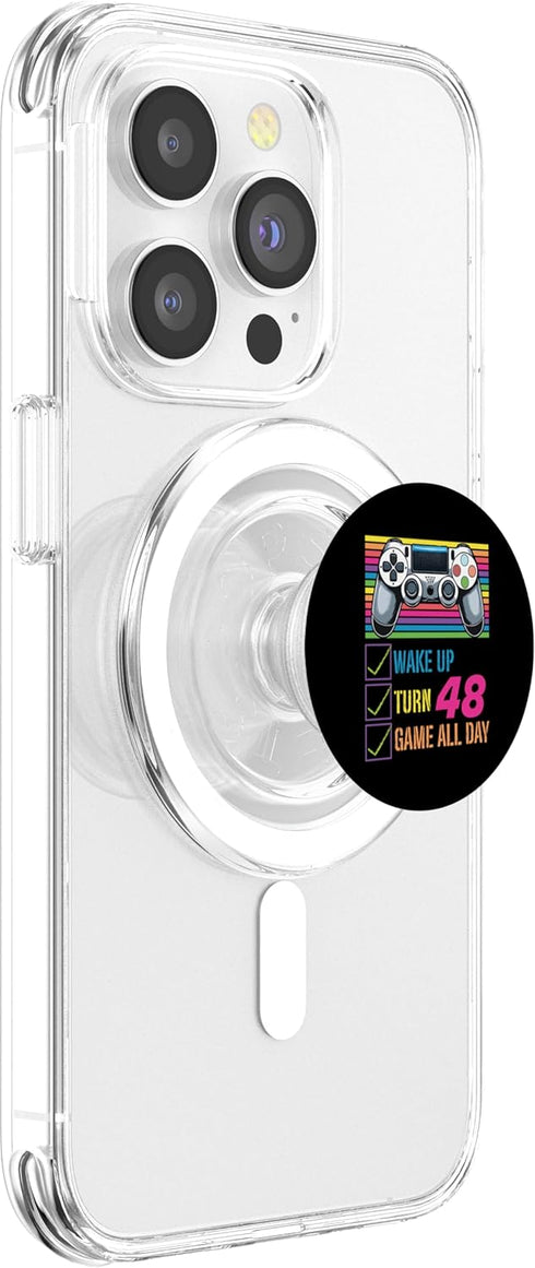 Game Controller Player Birthday 48 Wake Up Turn And Game All Day Birthday PopSockets PopGrip for MagSafe