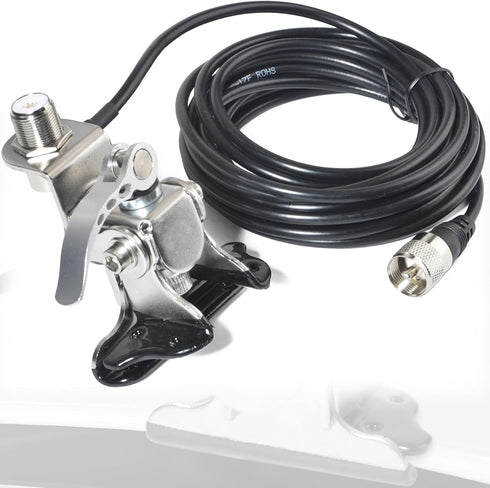 HYS Stainless Steel Adjustable Car Antenna Mount Bracket with SO239 to PL-259 Connector