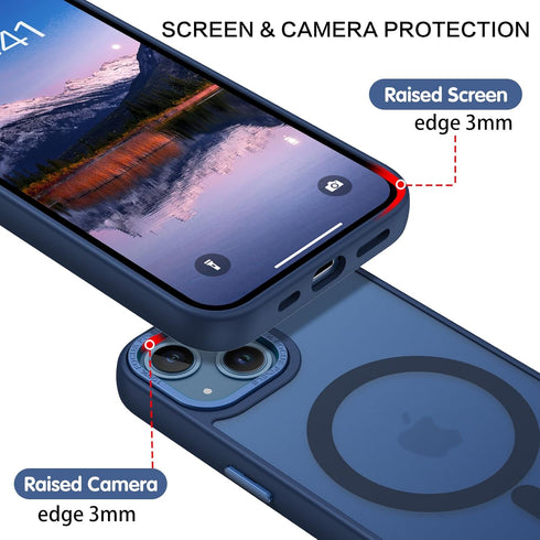 BENTOBEN iPhone 13 Case - Slim, Shockproof, Translucent Matte, Navy Blue, Compatible with MagSafe, for Men, Women,