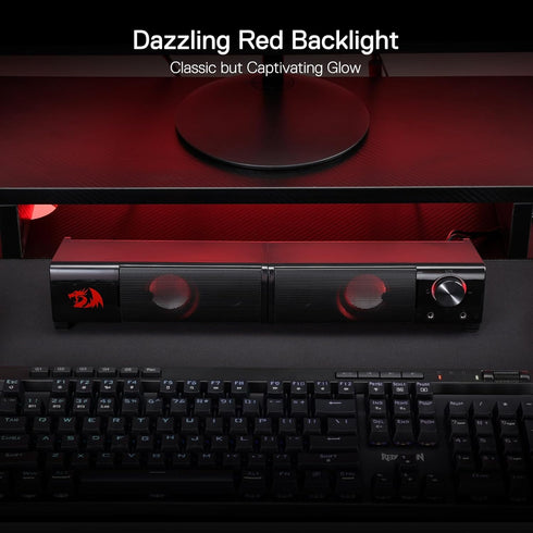 Redragon GS550 PC Gaming Speakers, 2.0 Channel Desktop Sound Bar, Compact Size, Headphone Jack, Quality Bass & Decent