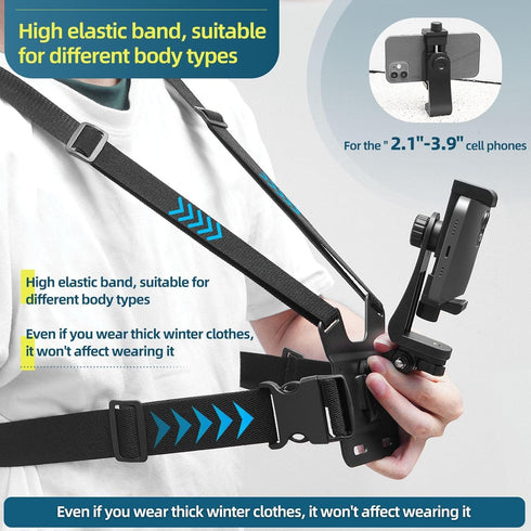 Generic 11 10 9 8/Insta360/DJI Mobile Phone Chest Mount Harness Strap Cell Phone Holder Mount for Video Recording