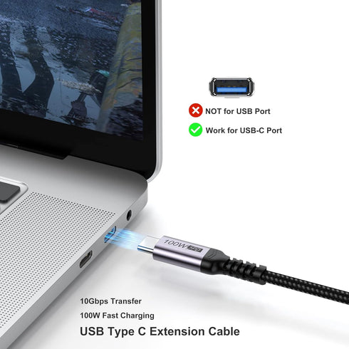 USB C Extension Cable 6.6ft, USB C to USB C Male to Female, Type C Extender Cord USB3.1 Gen2 100W Fast Charging 10Gbps Transfer Compatibility with Laptop Tablet Mobile Phone by DteeDck